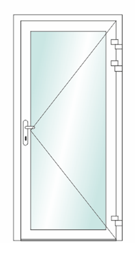 Voordeur - balkondeur - terrasdeur rechts
Vulling naar uw keuze glas, paneel of deurpaneel